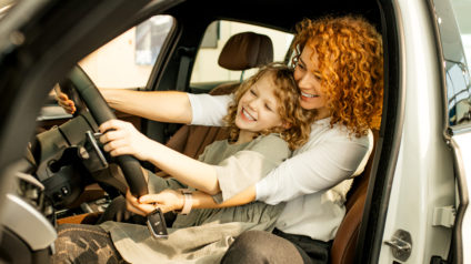 automotive gifts for mom - mom and daughter in car